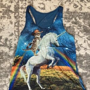 Cowboy unicorn cat tank top